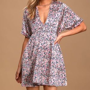 Floral Satin Babydoll Dress